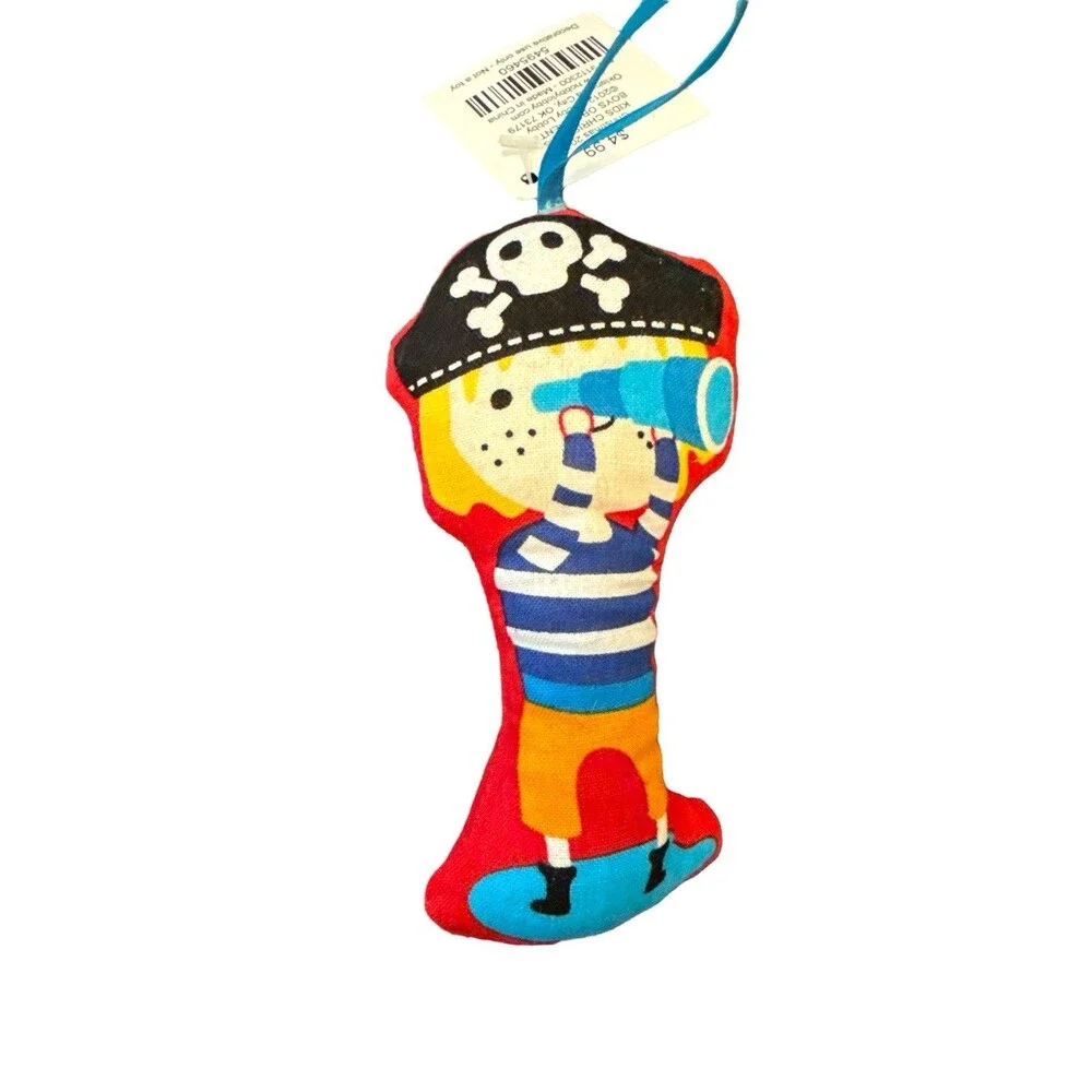 Lot Of 4 Hobby Lobby Pirate Plush Tree Ornaments Nautical Pirate Decor Kids Room